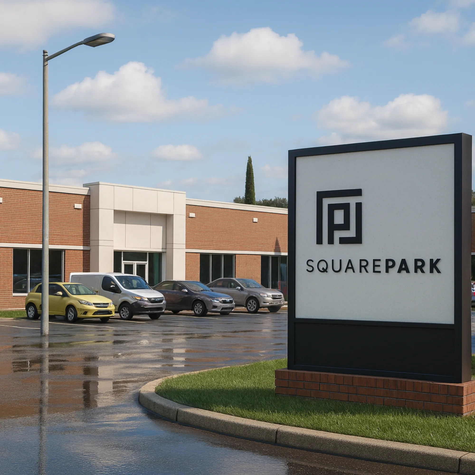 SquarePark facility sign